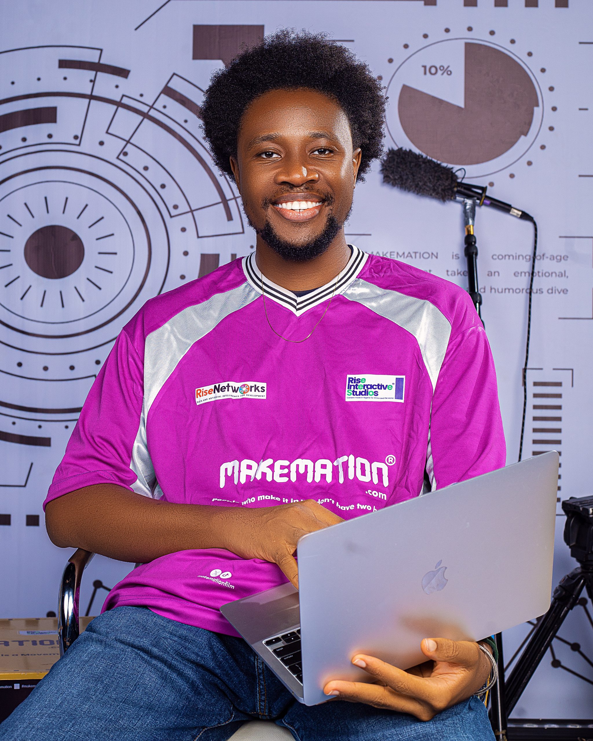 MAKEMATION Editor, Adio Solanke, poses for a picture at the film's promo photoshoot.